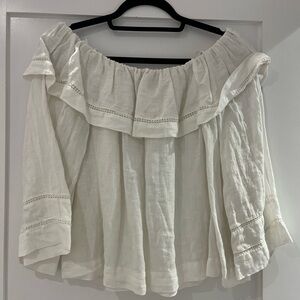 Zara off shoulder white linen shirt